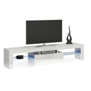 TV stolek DEKO RTV 160CM LED bílý lesk/sklo