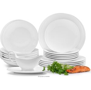 Porcelánová jídelní souprava pro 6 osob s omáčníkem RESEDA bílá