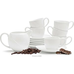Porcelánový kávový servis na espresso 13 ks RESEDA pro 6 osob bílý