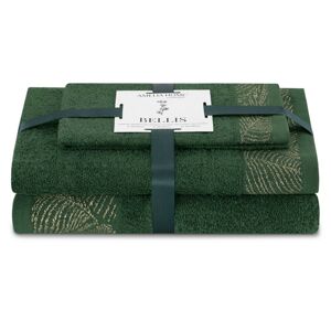 Sada 3 ks ručníků BELLIS klasický styl tmavě zelená