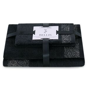 Sada 3 ks ručníků BELLIS klasický styl černá