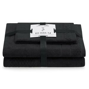 Sada 3 ks ručníků RUBRUM klasický styl černá