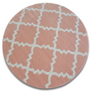Okrúhly koberec SKETCH GEORGE ružová / krémový trellis