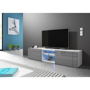 TV stolek Dea 140 cm šedý lesk/bílá