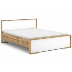 Dřevěná postel Above 160x200 dvoulůžko - dub wotan/bílé 