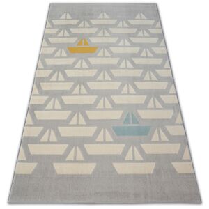 Kusový koberec PASTEL 18411/052 - loďky / sivý krémový tyrkysový zlatý