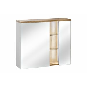Závesná kúpeľňová skrinka so zrkadlom Bahama 841 2D alpská biela/dub votan