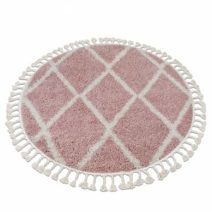 Guľatý shaggy koberec BERBER TROIK ružový