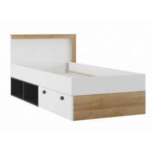 Dřevěná postel Riva 90x200 jednolůžko - bíle/dub riviera 