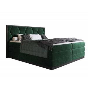 Kontinentální velurová postel Galia 160x200 cm láhvově zelená