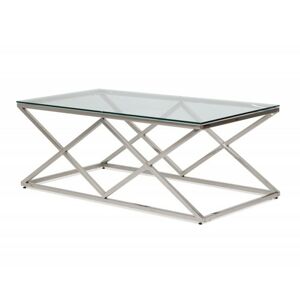 Skleněný konferenční stolek Harlow 120 cm stříbrný/čiré sklo