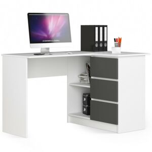 Rohový psací stůl B16 124 cm pravý bílý/šedý