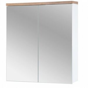 Závesná kúpeľňová skrinka so zrkadlom Bali 840 2D biela/dub votan