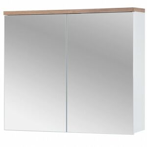 Závesná kúpeľňová skrinka so zrkadlom Bali 841 2D biela/dub votan