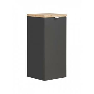 Kúpeľňová skrinka s košom na bielizeň Capri 811 1D čierny mat/dub kraft zlatý