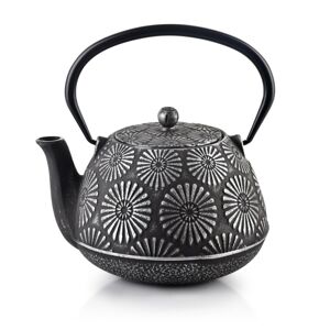 Litinová konvice na čaj Alor 1100ml černá/šedá s květy