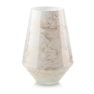 Sklenená okrasná váza CRISTIE DIAMENT 27 cm imitácia bieleho mramoru