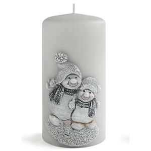 Střední svíčka Snowman 14 cm šedá