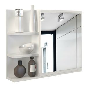 Kúpeľňové zrkadlo s poličkou Lumo ľavé - biele