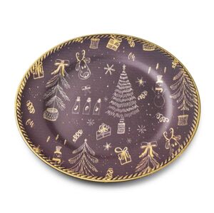 Dekorativní podtalíř Blanche Festive IV 33 cm s vánočním motivem černo-zlatý