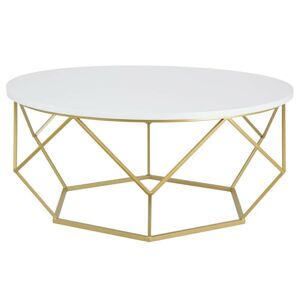 Kovový konferenční stolek Diamant 90 cm zlato-bílý