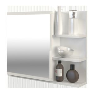Kúpeľňové zrkadlo s poličkou Lumo pravé - biele