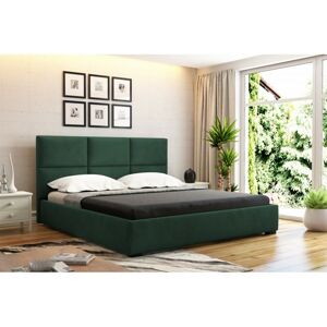 Velurová postel Farida 180x200 cm láhvově zelená