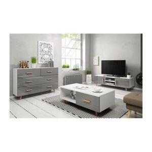 Sada nábytku do obývacího pokoje Sweden šedá/bílá lesk