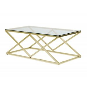 Skleněný konferenční stolek Harlow 120 cm zlatý/kouřové sklo