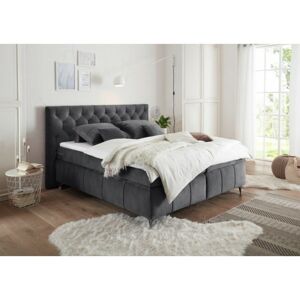Čalouněná kontinentální postel boxspring Isabelle 160x200 cm šedá