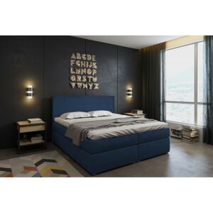 Kontinentální velurová postel Lisa 160x200 cm tmavě modrá