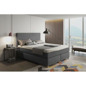 Kontinentální velurová postel Paula 160x200 cm šedá