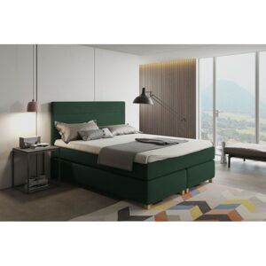 Kontinentálna velúrová posteľ Paula 160x200 cm zelená
