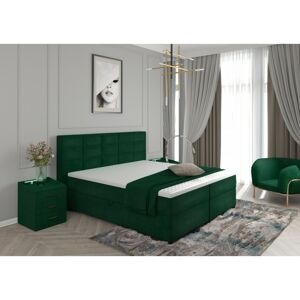 Kontinentální velurová postel Limea 180x200 cm zelená