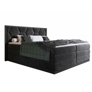 Kontinentální velurová postel Galia 180x200 cm černá