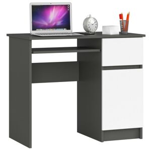 Počítačový stůl PIKSEL 90 cm šedý/bílý pravý