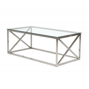 Skleněný konferenční stolek Sophia 120 cm stříbrný/čiré sklo