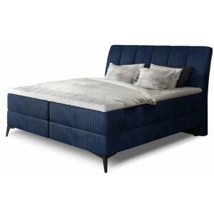 Čalúnená kontinentálna posteľ Aderito boxspring 160x200 cm modrá