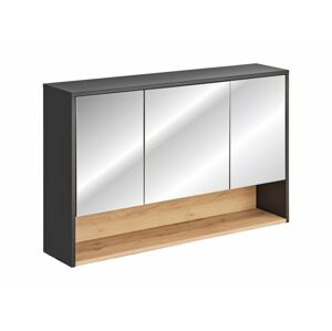 Závěsná koupelnová skříňka se zrcadlem Borneo Cosmos 843 3D šedá/dub artisan