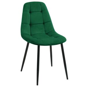 Sametová čalouněná prošívaná židle Deta zelená