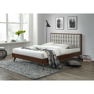 Dřevěná postel Solomo 160x200 dvoulůžko ořech/béžová