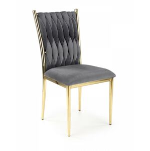 Dizajnová stolička Leona sivá/zlatá