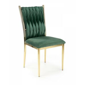 Dizajnová stolička Leona tmavozelená/zlatá