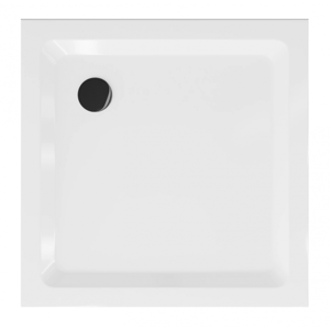 Sprchová vanička s čiernym sifónom 90 x 90 cm biela