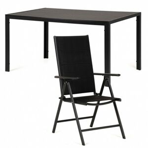 Sada zahradního nábytku - stůl 190 cm + 8 židlí Dizu černá
