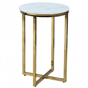 Mramorový konferenční stolek Lunno 40 cm bílozlatý