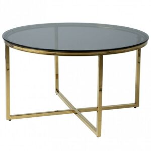 Konferenční stolek z kouřového skla Lunno 80 cm černozlatý