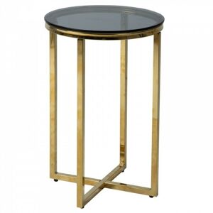 Konferenční stolek z kouřového skla Lunno 40 cm zlatý