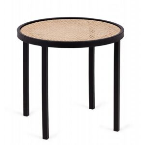 Kulatý ratanový konferenční stolek Dore černo-hnědý