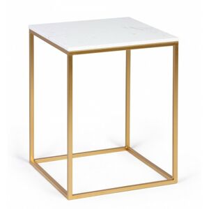 Mramorový konferenční stolek Laval 45 cm bílozlatý